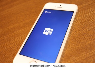 Microsoft Word Logo Display On Smartphone. 2018 Jan 3rd. Word Is Most Famous Word Processor Software And Application.