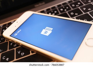 Microsoft Word Logo Display On Smartphone. 2018 Jan 3rd. Word Is Most Famous Word Processor Software And Application.