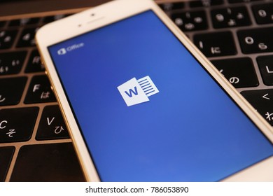 Microsoft Word Logo Display On Smartphone. 2018 Jan 3rd. Word Is Most Famous Word Processor Software And Application.