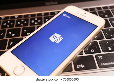 Microsoft Word Logo Display On Smartphone. 2018 Jan 3rd. Word Is Most Famous Word Processor Software And Application.