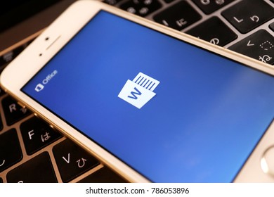 Microsoft Word Logo Display On Smartphone. 2018 Jan 3rd. Word Is Most Famous Word Processor Software And Application.