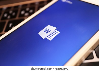 Microsoft Word Logo Display On Smartphone. 2018 Jan 3rd. Word Is Most Famous Word Processor Software And Application.