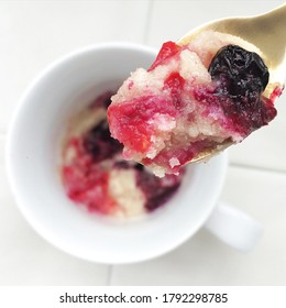 Microwave Blueberry Mug Cake Cooked