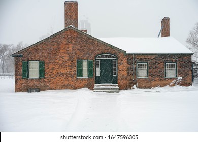 A Mid 18th Century Home Pictured On A Cold And Snowy Day