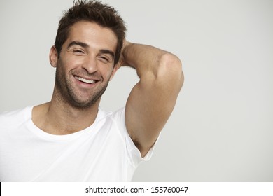 Mid Adult Man In T-shirt, Laughing