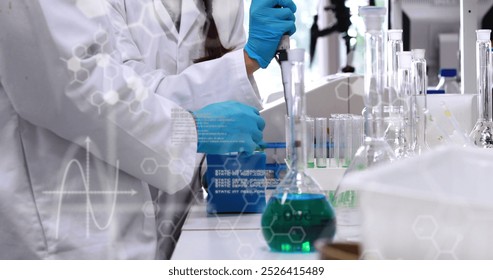 Mid section of scientists laboratory mathematical equations against mathematical equations image laboratory. Global business finance and networking concept digitally generated image. - Powered by Shutterstock