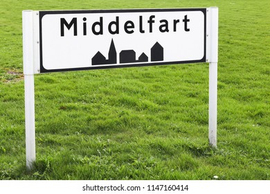 Middelfart City Road Sign In Denmark 