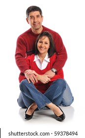 Middle Age Couple Posing Isolated On A White Background