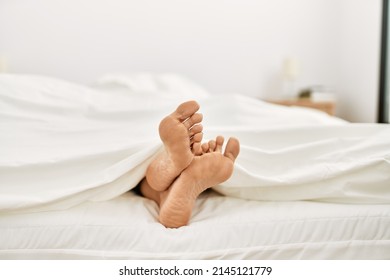 Middle Age Hispanic Woman Sleeping At Bedroom