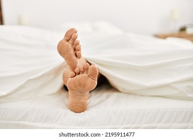 Middle Age Hispanic Woman Sleeping At Bedroom