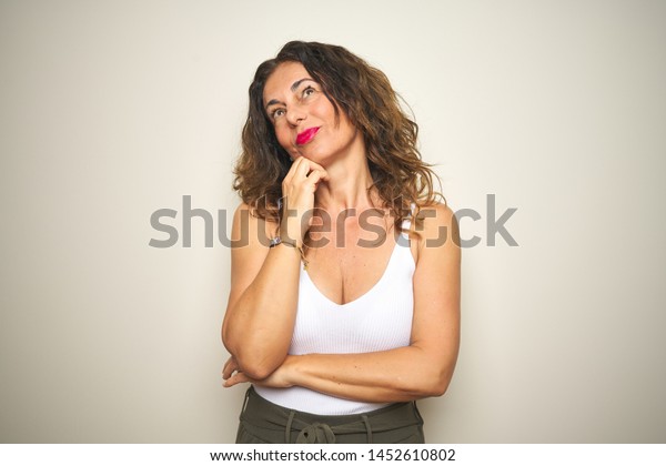 Middle Age Senior Woman Standing Over Stock Photo (Edit Now) 1452610802