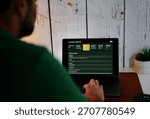 Middle Aged Human Resources Worker Runs Through AI Job Impact Analysis to Calculate Role Effectiveness for Layoffs and to Replace Positions Concept