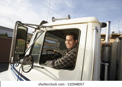 Middle Aged Man Driving Truck