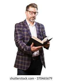 Middle Aged Man Reading A Book