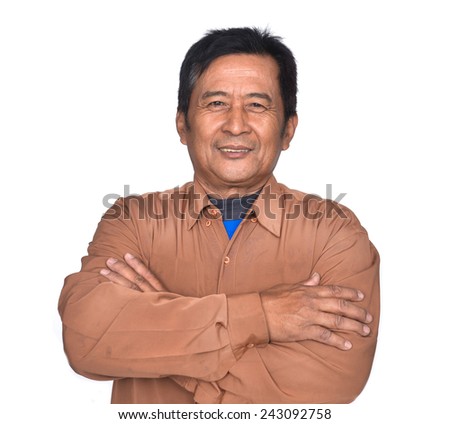 Middle Aged Man standing with folded hands 