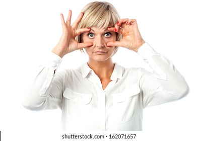 Middle Aged Woman Eyes Wide Open