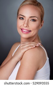 Middle Aged Woman With Perfect Skin, Health And Beauty 