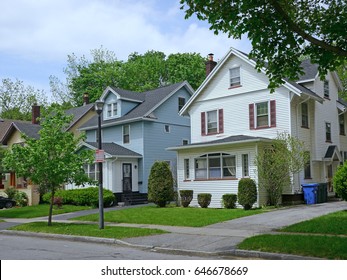 Middle Class Suburban Houses With Gables And Siding