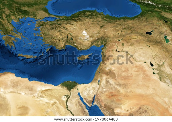 Middle East Map Global Satellite Photo Stock Photo (Edit Now) 1978064483