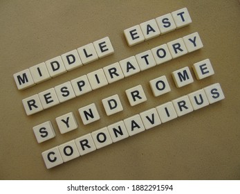 Middle East Respiratory Syndrome Coronavirus, Word Cube With Background.