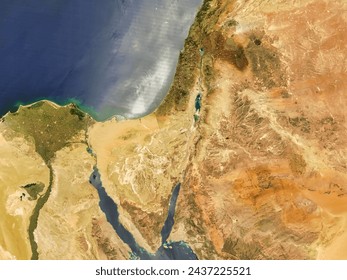 The Middle East. This MODIS Terra image of the Middle East was acquired on June 5, 2006.  The green Nile Delta, in Egypt to the west. Elements of this image furnished by NASA. - Powered by Shutterstock