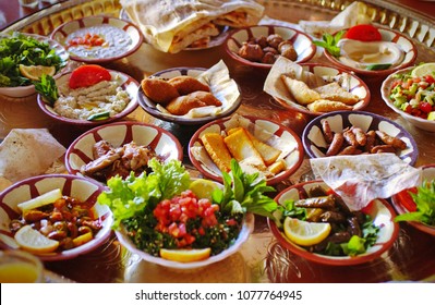 Middle Eastern Or Arabic Dishes And Assorted Meze