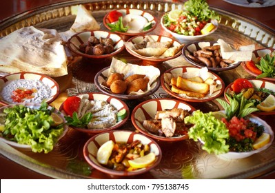 Middle Eastern Or Arabic Dishes And Assorted Meze