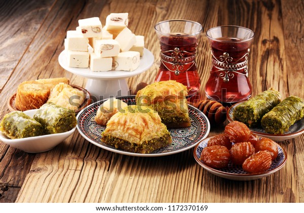 Middle Eastern Arabic Dishes Turkish Dessert Stock Photo - 