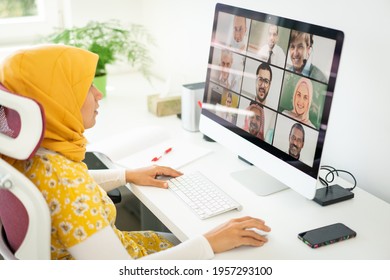 Middle Eastern Businesswoman Having The Online Conference