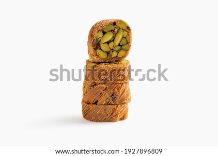 Middle eastern Syrian sweet pastry isolated on white background