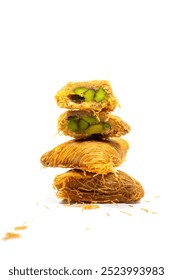 Middle eastern Syrian triangle sweet pastry isolated on white background