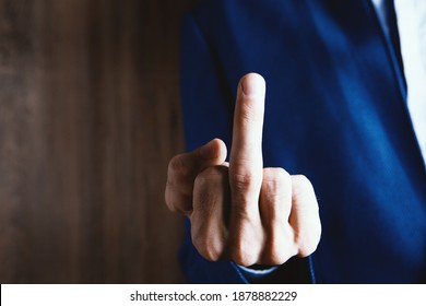 Middle Finger, Offensive Gesture. Fuck You Concept.