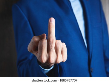 Middle Finger, Offensive Gesture. Fuck You Concept.