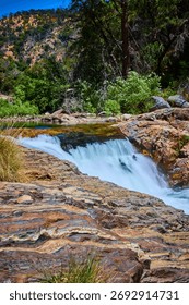 Middle Fork Kaweah River Cascade Rocky Stream and Lush Forest Sequoia National Park