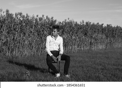 Middle Of Nowhere Field With A Boy