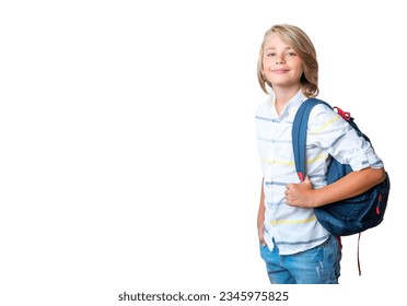 Middle school smiling teen boy girl backpack png isolated white background looking at camera. Copy space for advertising blank concept. Back to school. Childhood, education, products for children - Powered by Shutterstock