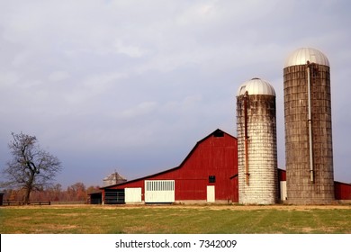 Middle Tennessee Farm Red Barn And Silo