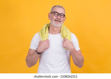 Middle-aged Athletic Man With Towel Around Neck