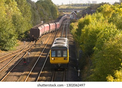 MIDDLESBROUGH, NORTH YORKSHIRE, UK - OCTOBER 9, 2012: Northern Rail DMU Class 142 No. 142025 Heads Through Middlesbrough With A Passenger Service To Darlington.