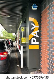 Middlesbrough/UK. July 5, 2020. Pay Point At The McDonald's Restaurant Drive Thru Service.