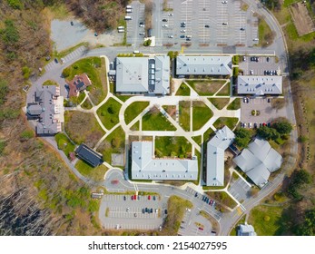 Middlesex Community College Bedford Campus Aerial View In 591 Springs Road In Town Of Bedford, Massachusetts MA, USA.  