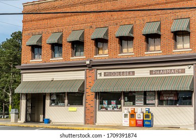 Middlesex, North Carolina/United States Of America-April 18, 2020: This Photo Depicts Al's Pharmacy, A Small Town Drug Store In Middlesex, North Carolina That Sells Many Items Including Ice Cream.