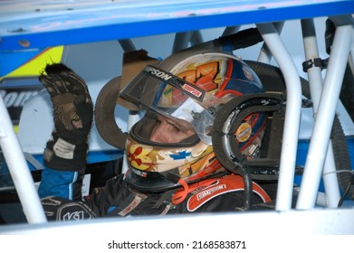 Middletown, NY, USA - April 2, 2022: Dirt Track Champion And Former ARCA And NASCAR Driver Jimmy Horton Awaits The Start Of A Race  At Orange County Fair Speedway In Middletown, NY.