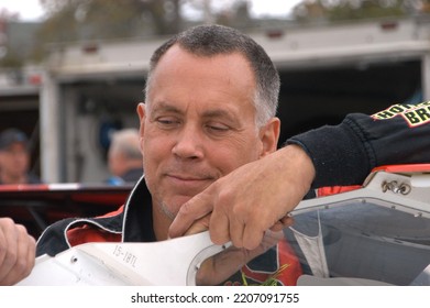 Middletown, NY, USA - October 22, 2021: Short Track Racer Tommy Meier Awaits The Start Of A Dirt Modified Stock Car Race At Orange County Fair Speedway In Middletown, NY. 