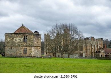 Midhurst England - March 3 2022: The Cowdray Heritage Ruins one of England's most important early Tudor Houses - Shutterstock ID 2138043901