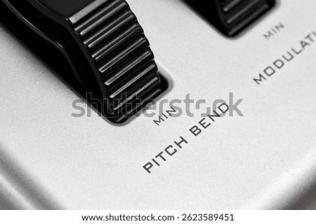 Midi keyboard controller close up. Pitch Bend Wheel