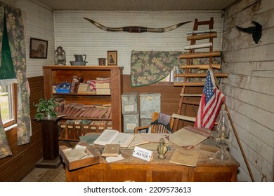 Midland, South Dakota, USA-  July 2 2022: 1880 Town History Museum. Office Of Mayor 