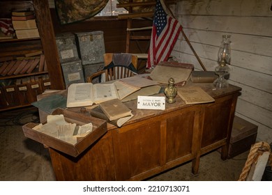 Midland, South Dakota, USA-  July 2 2022: 1880 Town History Museum. Office Of Mayor 