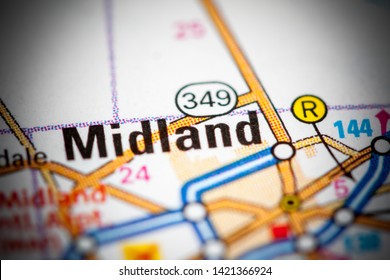 Midland. Texas. USA On A Map