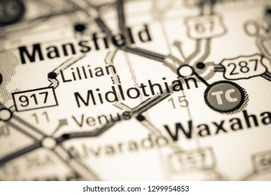 Midlothian. Texas. USA On A Map